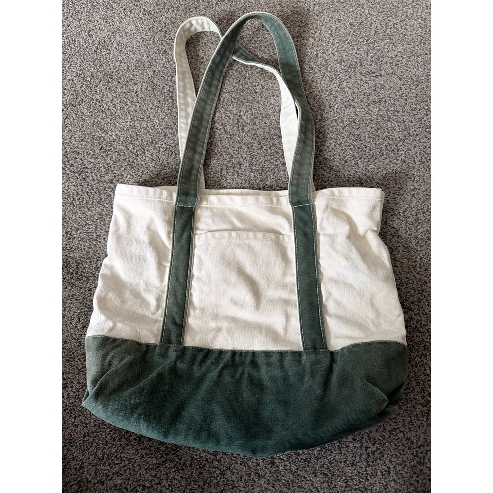 Vtg Boat Tote Green White 16" By 12"